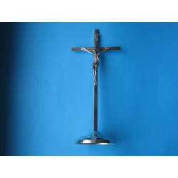 Krzyż metalowy stojący nikiel 26 cm Wersja Lux